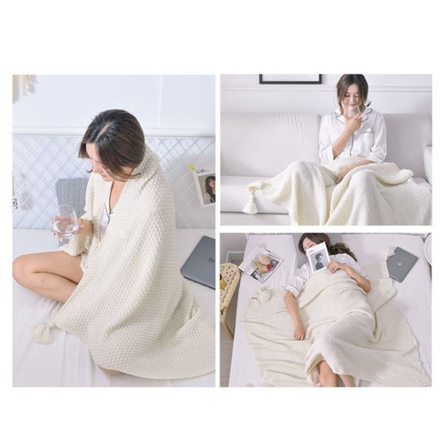 Thickened Tassel Knitted Blanket Nordic Plush Blanket Winter - Picture 10 of 16