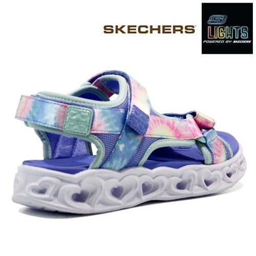 GIRLS KIDS SKECHERS FLASHING LIGHTS LED SUMMER BEACH HOLIDAY MULES SANDALS SIZE - Picture 4 of 25