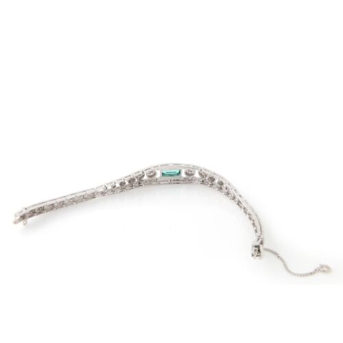 Art Deco Emerald & Diamond Bracelet 14k White Gold - Picture 4 of 4