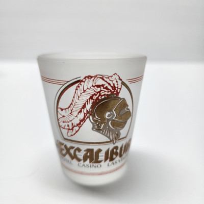 Vintage Excalibur Hotel Casino Las Vegas Frosted Shotglass