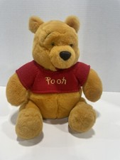 Vintage Winnie The Pooh Red Sweater Plush 10 1/2  Disney Store Stuffed Animal