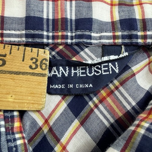 Camicia Van Heusen western a quadri con bottoni a pressione perla manica lunga uomo taglia media - Foto 7 di 12