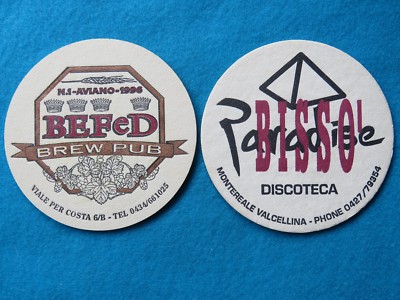 Beer Brewery Coaster ~ BEFeD Brew Pub ~ Bisso Paradise Discoteca ~ ITALY Biere