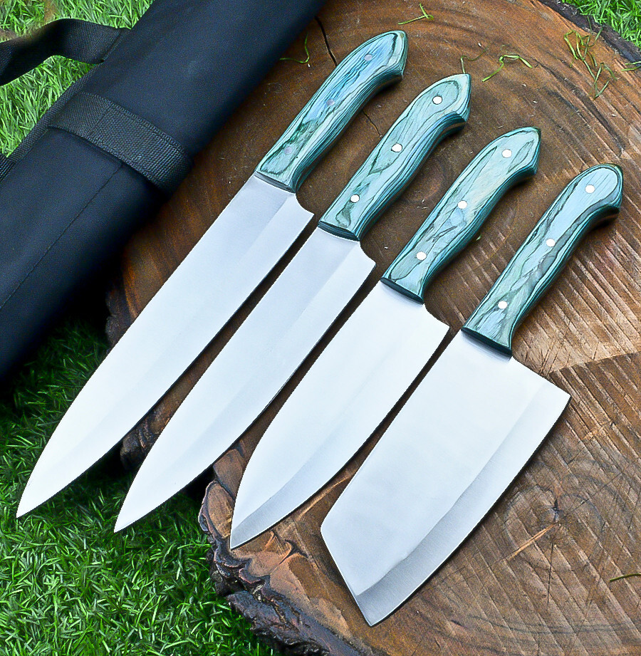 Custom HAND FORGED D2 STEEL BEAUTIFUL 4PC CHEF KNIFE Set Kitchen Knives Set -142