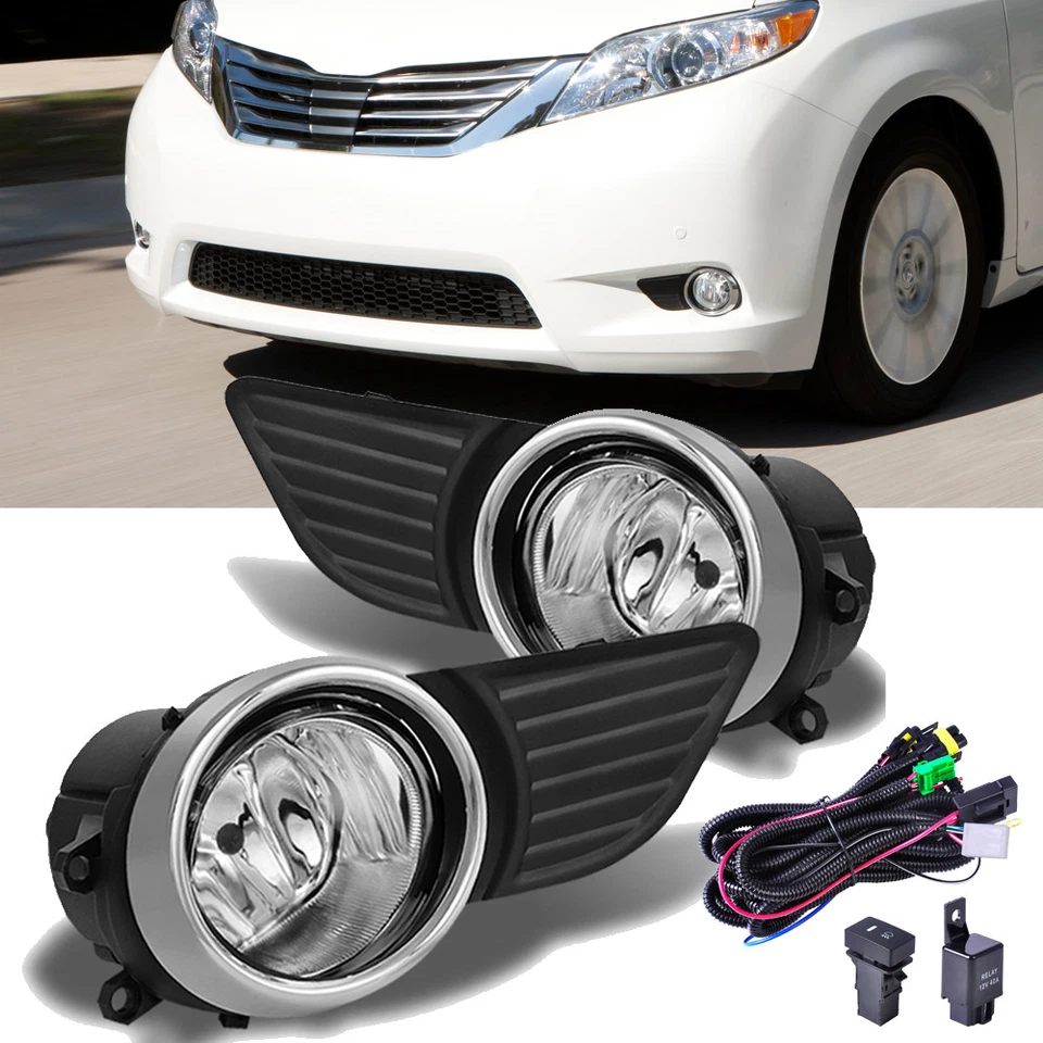 Bumper Fog Lights Grill H11 Lamp /w Switch, Cover Set For Toyota Sienna 2011-17 - Image 3 of 4