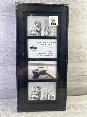 Malden International Designs 4 Opening Black Frame 4 x6  Photos New