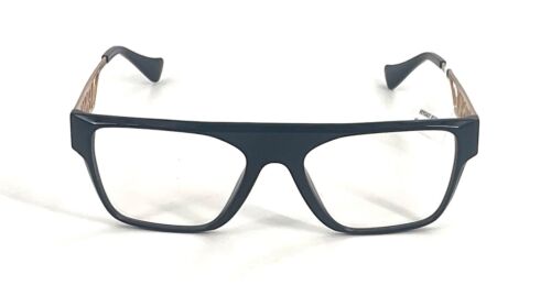 Nuovi occhiali da vista Versace 3326-U GB1 nero lucido montatura rettangolare oro aste a V - Foto 6 di 6