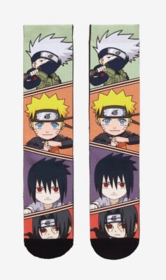 Naruto Shippuden Chibi Character Panels Sublimation Crew Socks