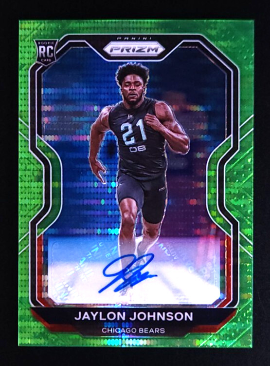 2020 Panini Prizm Jaylon Johnson Rookie Auto RC Neon Green Pulsar #306