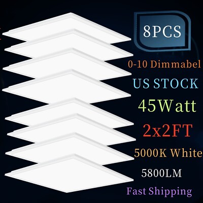 8 Pack 2x2 LED Panel Light 45 Watt 5800LM 5000K Recessed Dropped Ceiling Fixture