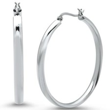 Plain Round Silver Hoop .925 Sterling Silver Earrings