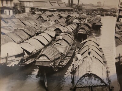 Stereoview Real Photo ''Cascos'' Or Houseboats Pasig River Manila Phillipines PI