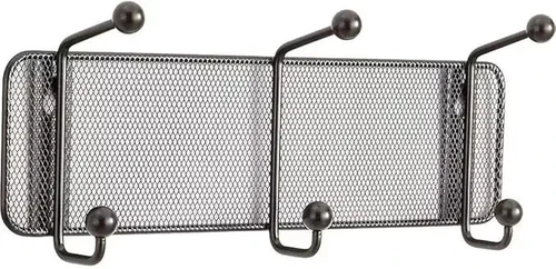 Safco 6402BL Onyx Mesh Wall Rack 6 HOOK BLACK
