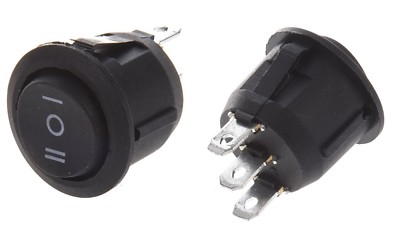 Round 20mm 3 Contacts Black 250V 6A ON/OFF/ON Switch 3 Pin 3 Phases ...