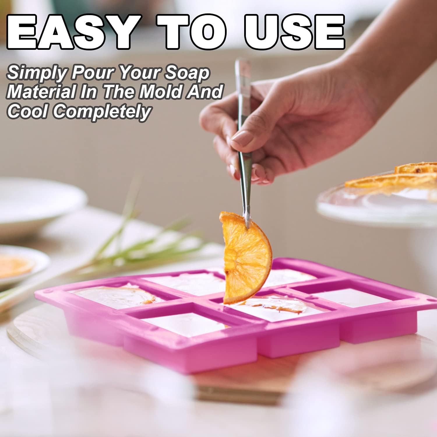 2 Pack Silicone Soap Molds, 6 Cavities Rectangle Silicone Soap Molds, Great for 