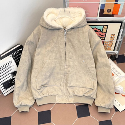 Herren Kunst Nerz Pelz Innenfutter Kapuze Jacke Warm Weich Flurry