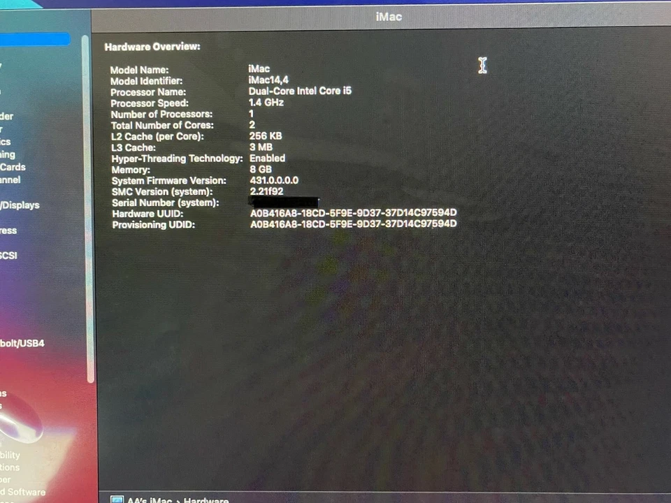 Apple iMac 21.5" A1418 / 1.4GHz i5 / 8GB RAM / No HD / Broken Glass / B-! - Image 3 of 4