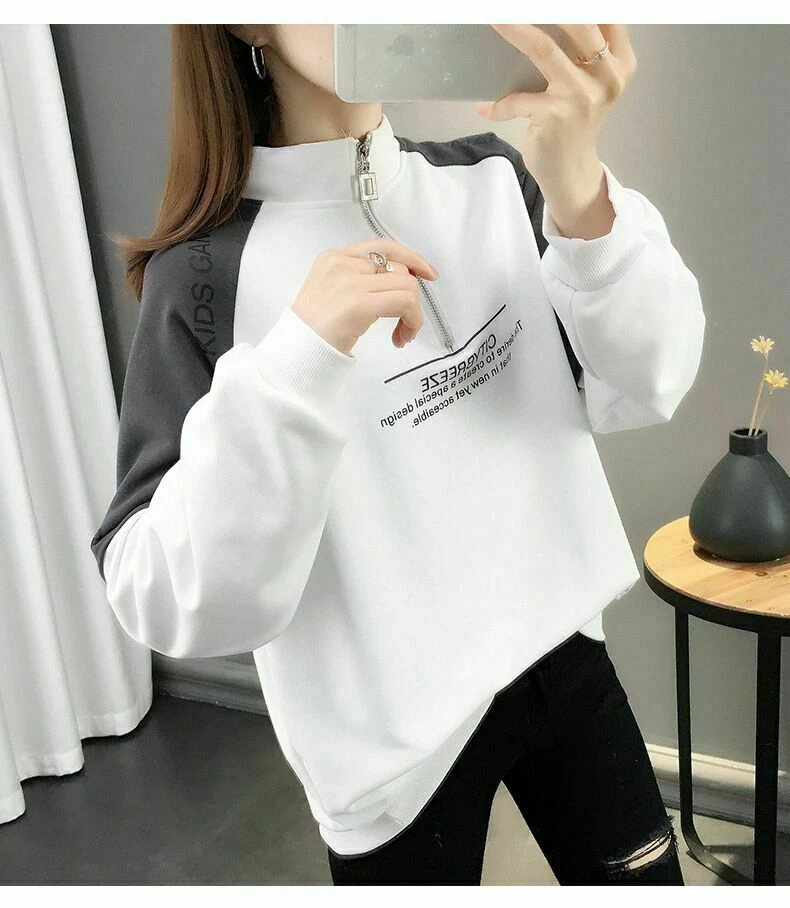 Blue Shirt Women Korean Style Loose Long Sleeve Girls Casual Blouse Top