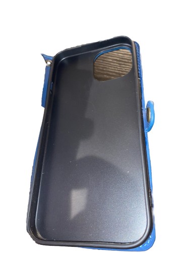 For iPhone 15 Business Flip Blue Pattern PU Bifold Wallet Cases Smartphone New - Picture 6 of 8