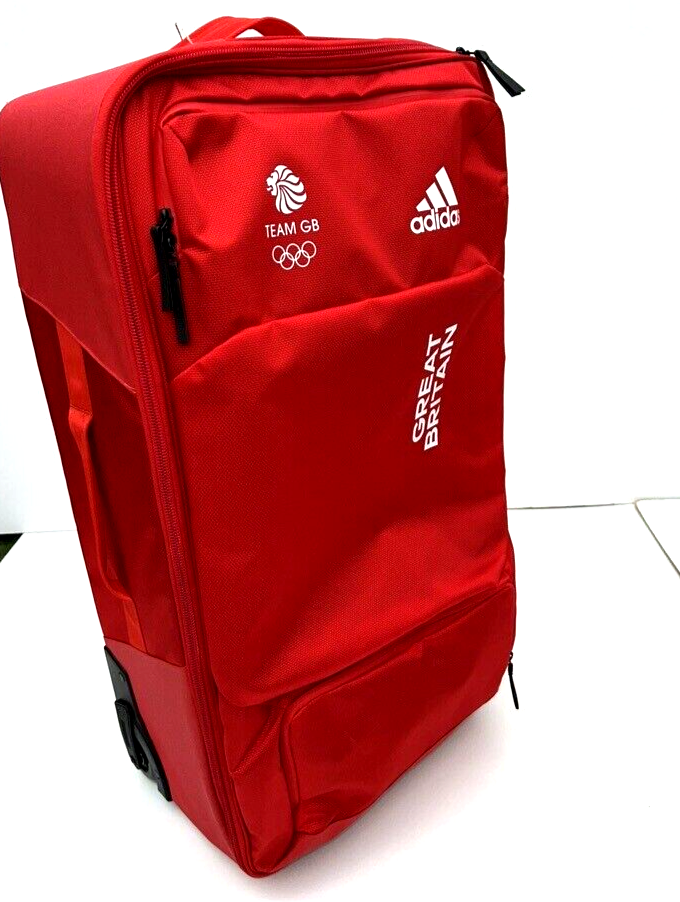 Adidas Team GB Travel Bag Luggage Wheeled Suitcase Trolly Olympic Red