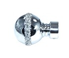 28mm Chrome Diamante Stripe Metal  Curtain Pole Finials Rod Ends Brand New 