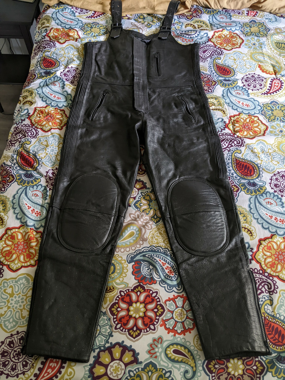 Leather Bib Overalls protective riding gear eBay