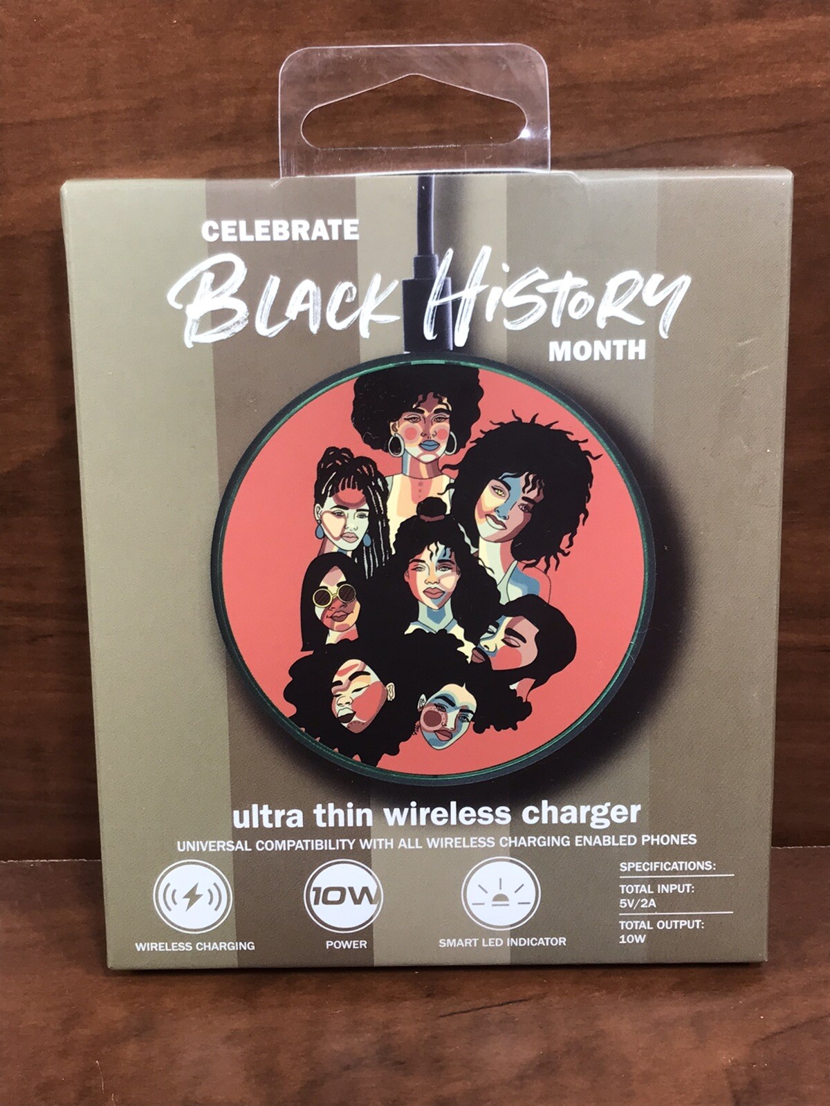 Black History Wireless Charger Pad with LED Light Universal Fast Charging