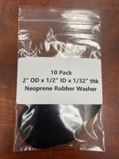10 Pack Neoprene Rubber Washer Spacer 2" OD x 1/2" ID x 1/32" thick