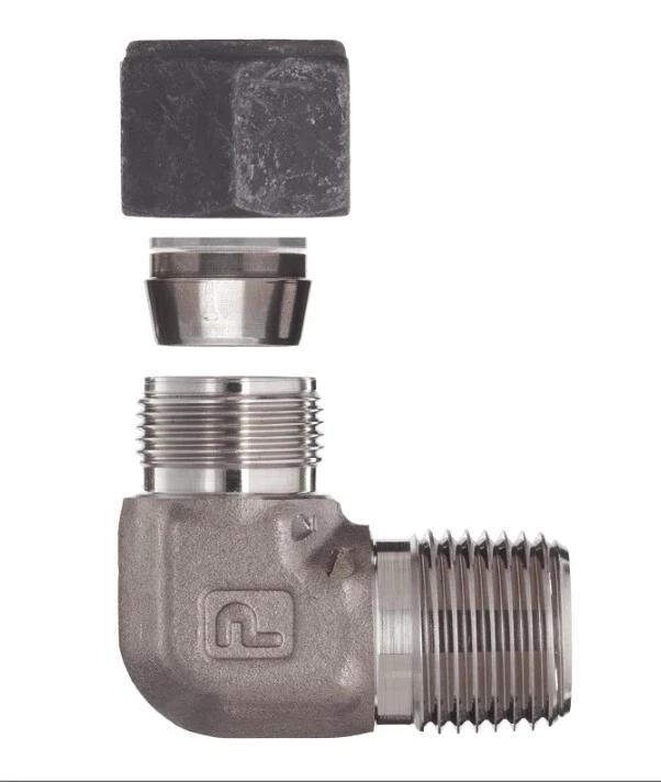 1/2" Tube x 1/4" MNPT 316ss Male Elbow Connector Parker CPI 8-4 CBZ-SS - Image 3 of 3