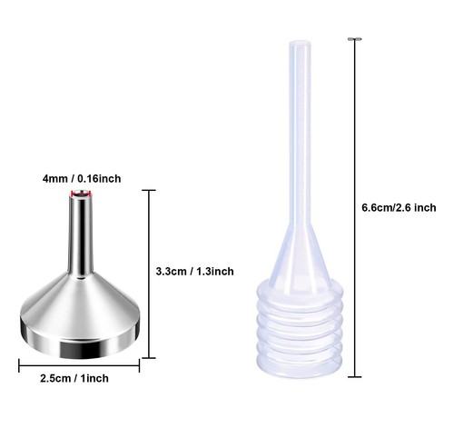10Pcs Stainless Steel Mini Funnel For Perfume Diffuser Bottle Liquid Oil Flask - Picture 2 of 13