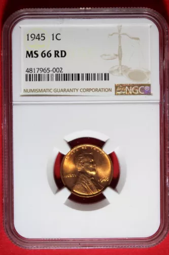 1945 NGC MS66 RD Lincoln Wheat Cent #B48876