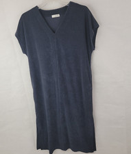 BAREFOOT DREAMS Beach Womens Caftan Sz SMALL Cozy Terry Dark BLUE Pullover