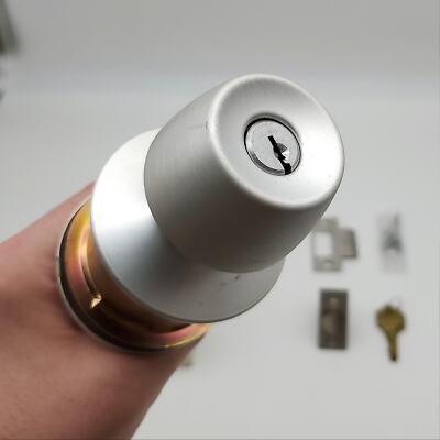 Arrow Door Knob Entry Lock Satin Aluminum 2-3/8'' Backset 351 No Inside Button