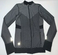 Athleta Black Chevron Andes Hybrid Zig-Zag Full Zip Base Layer Jacket Women's S