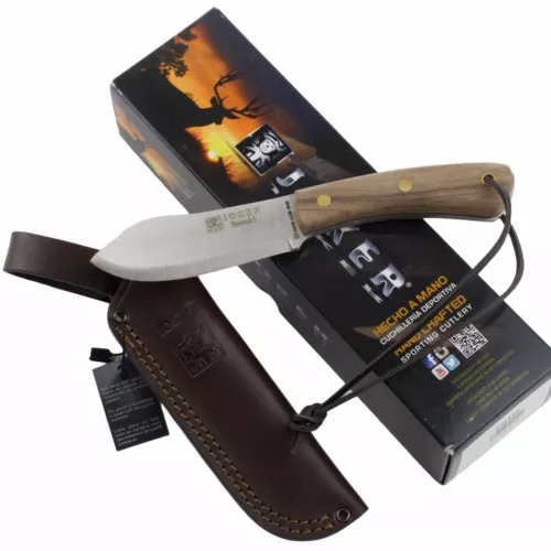 Joker Knives Nessmuk Fixed Blade Knife Walnut Handle Sandvik Stainless Sheath