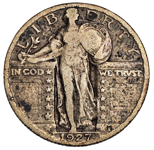 1927 STANDING LIBERTY QUARTER-FN-.900 SILVER-FINE FREE USA SHIP! - 第 1/2 張圖片