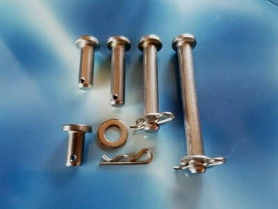 Clevis Pins Imperial 1/4 5/16 Inch M6 M8 Diameter Stainless R-Clips Washers x2