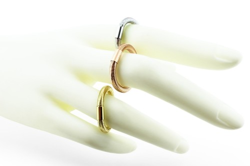 TRIS 3x Elastischer Ring aus 18kt 750/1000 Gold passend für alle Finger 3 Farben - Bild 3 von 7