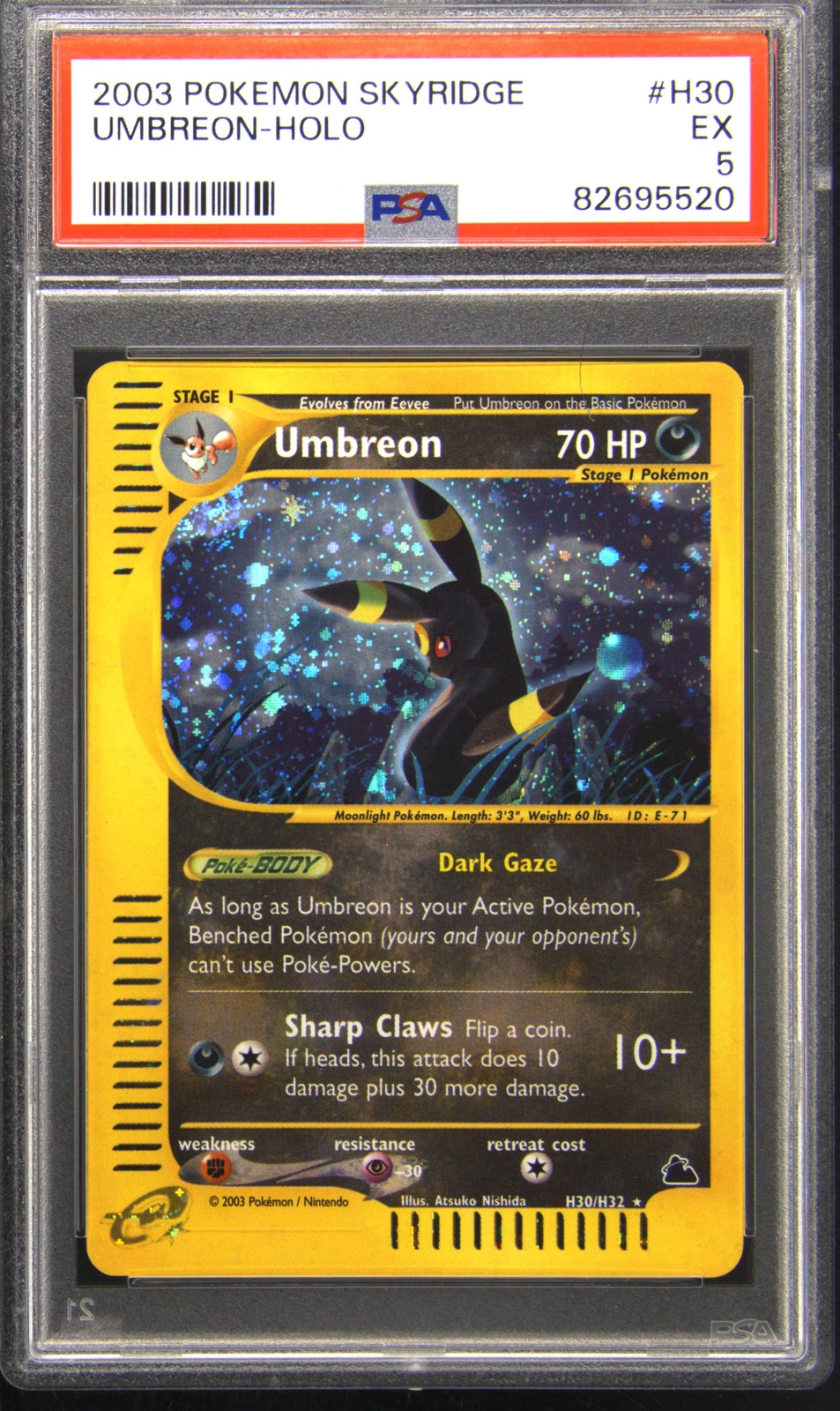 Umbreon H30 PSA 5 Skyridge 2003 Holo Rare Pokemon TCG Card eBay