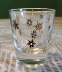 Vintage MCM Federal Glass Atomic Starburst Gold Black Shot Glass