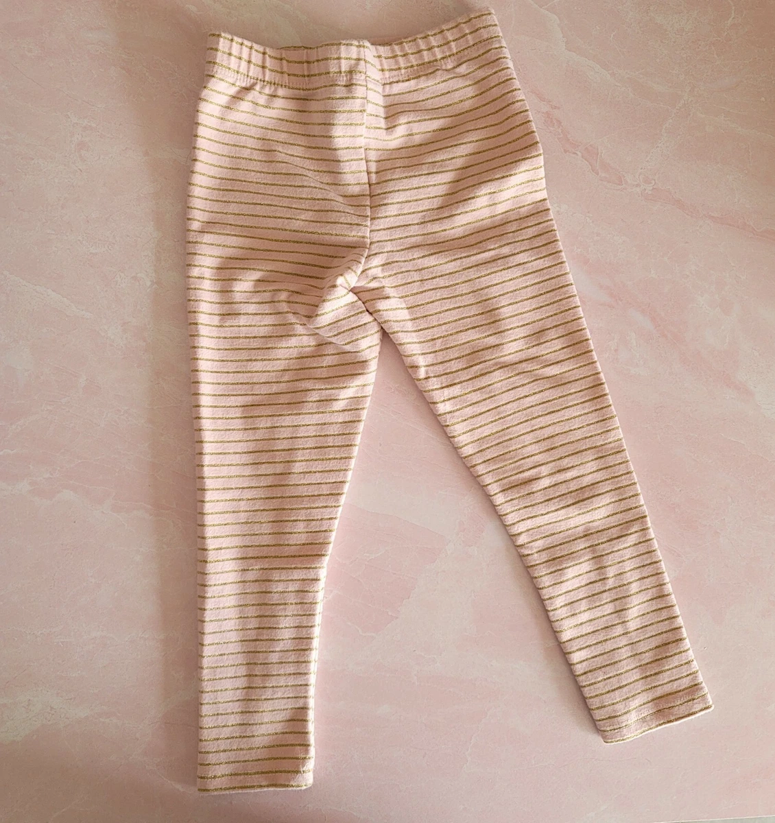 Dusty Pink Gold Shimmer Leggings Baby Girl 24 Month striped bottoms casual