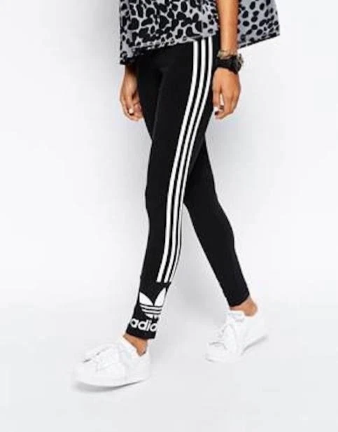 ADIDAS WOMENS 3 STRIPES LEGGINGS BOTTOMS SIDE LOGO RUNNING PANT BLACK10,12,14,16 - Image 3 of 3