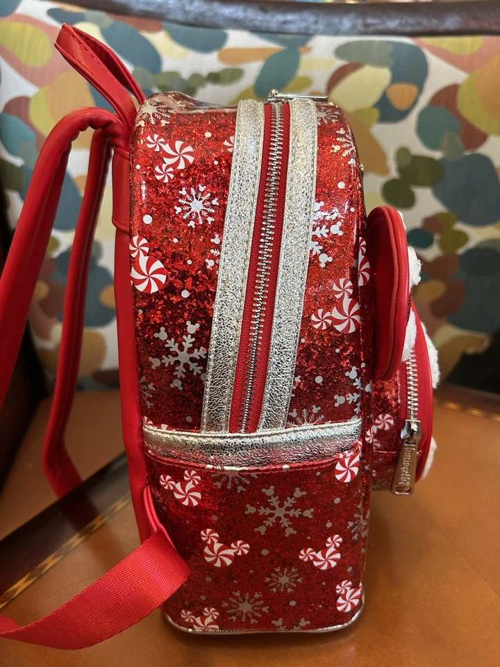 Mini Mochila Loungefly Bastón de Caramelo Menta Parques Disney Vacaciones de Navidad Nueva con Etiquetas Foto 4 de 4
