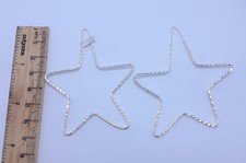 Silver Metal Star Hoop Earrings 6 cm Hook Closure Lobe No Stone