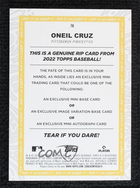 2022 Topps Rip Gold /5 Oneil Cruz #76 Rookie RC - Image 2 of 2