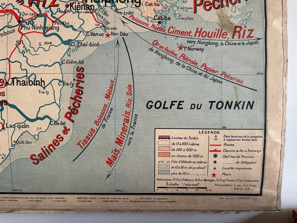 Carte Affiche scolaire Vidal Lablache n°45 Delta du Tonkin / Indochine du Nord - Photo 4/4