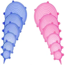 12 Pack Reusable Elastic Silicone Stretch Lids Microwave Food Covers Bowl Lids