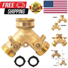Hose Splitter, Garden Hose Splitter Heavy Duty 2 Way, Solid Brass Water Hose ...