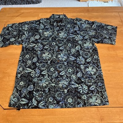 Pete Huntington Bali Hawaiian Shirt Unisex XS Blue Floral Button Up Rare
