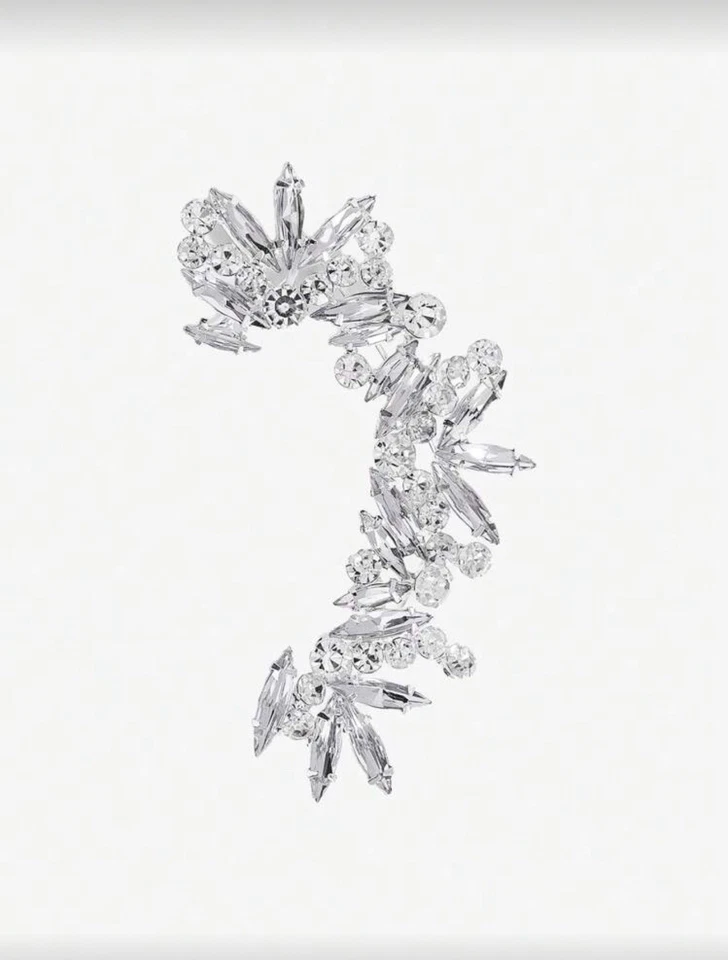 Brazalete oreja tono dorado con diamantes de imitación para mujer cristal geométrico declaración club joyería Foto 4 de 4